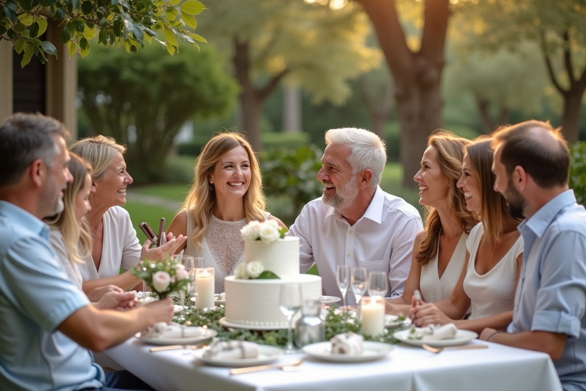 Famille multigenerationale lors d'un anniversaire de mariage