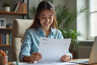 Jeune femme planifiant sa semaine avec un calendrier