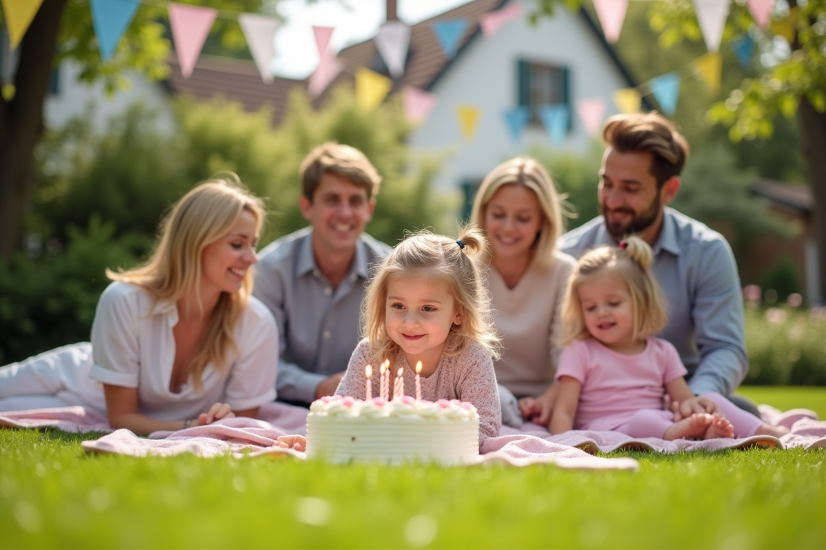 Enfant soufflant les bougies lors d