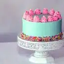 pink and white floral cake