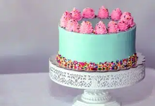 pink and white floral cake