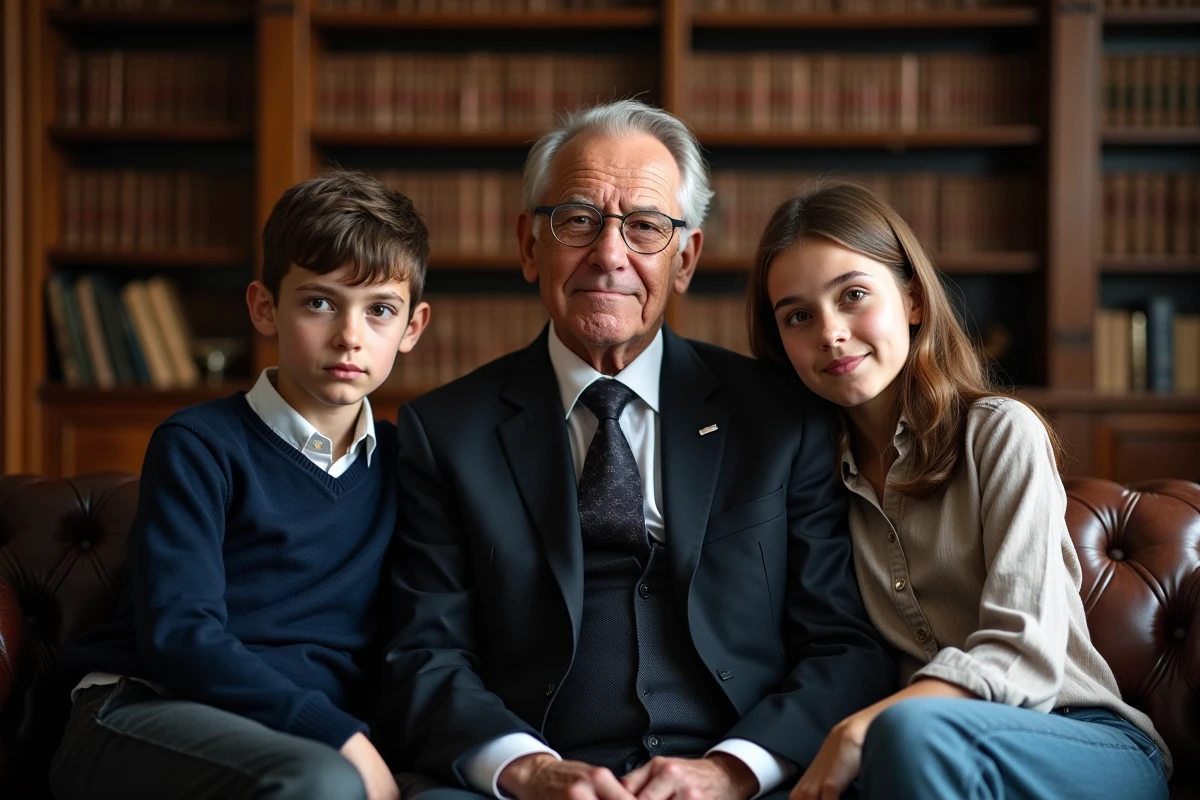 Portrait de famille dans un salon intellectuel