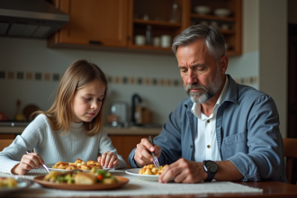 Famille en tension dans une cuisine chaleureuse