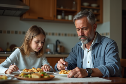 Famille en tension dans une cuisine chaleureuse